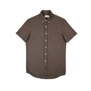 Taylor Stitch Organic Cotton Button Down Shirt Taupe Blue Embroidery 36 Men's XS